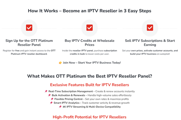 Selling IPTV subscriptions with OTTPlatinumPanel